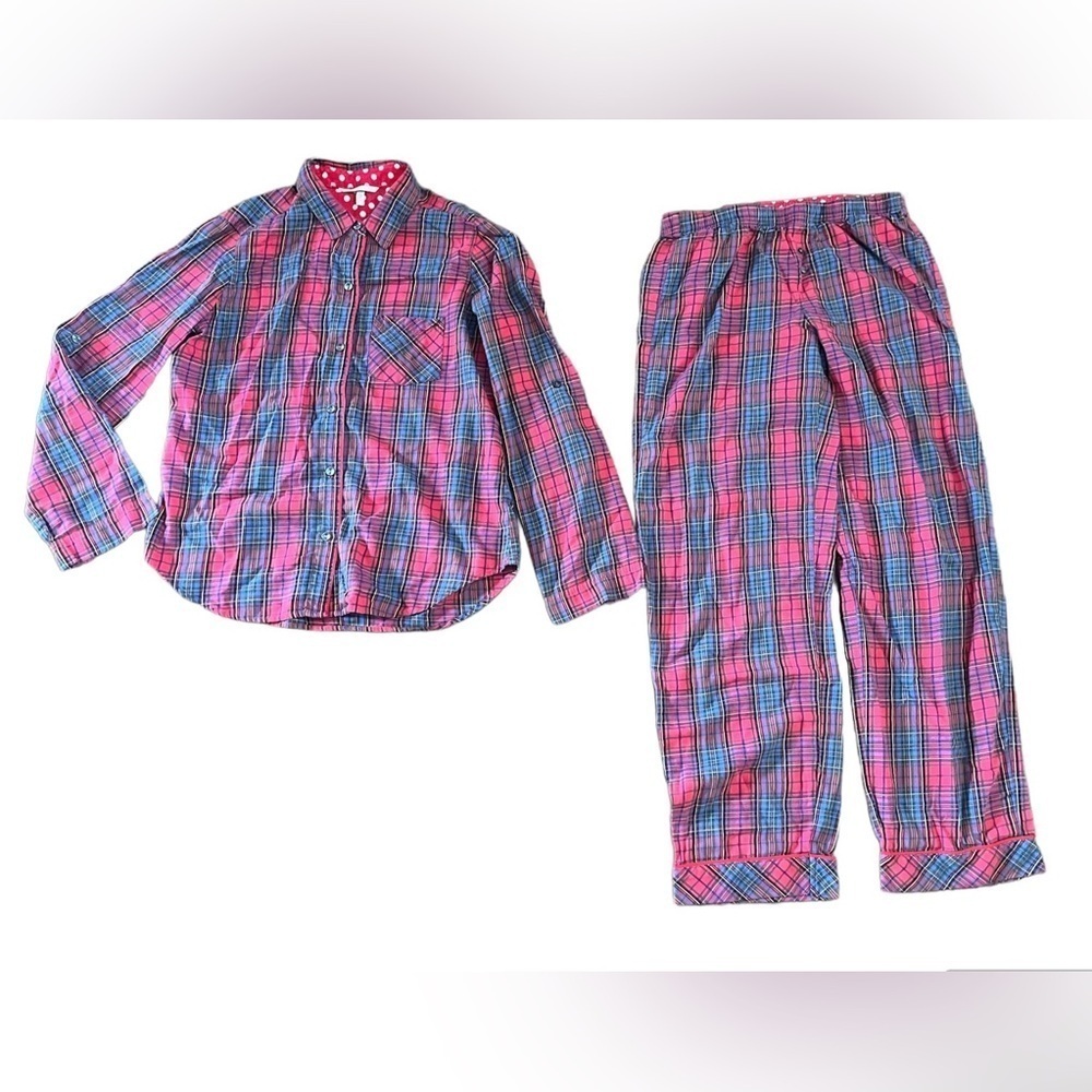 Victoria’s Secret 2 two piece plaid polka dot pajama set Sz small